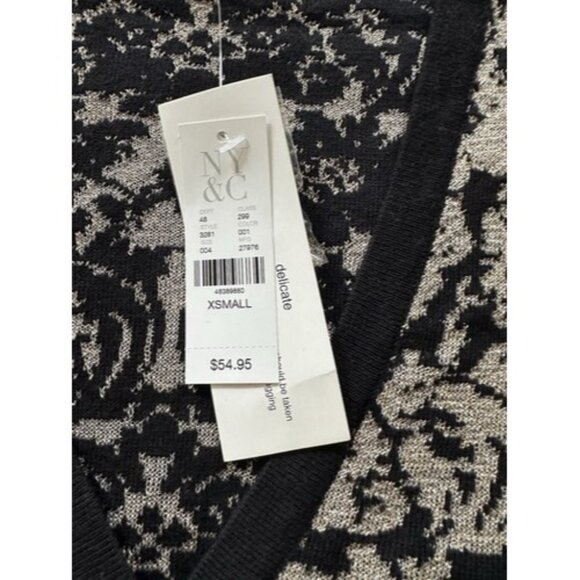 New York & Company Black Gold Floral V-Neck Cardigan Button up Size XS - Picture 5 of 13